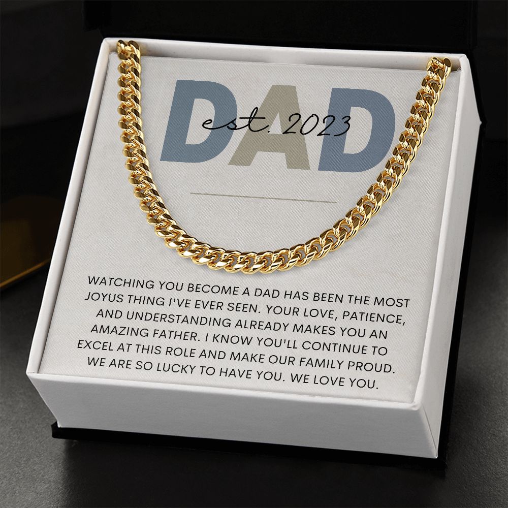 First Father's Day Gift from Wife | Father's Day Gift from Kids | Cuban Link Chain with Father's Day Card