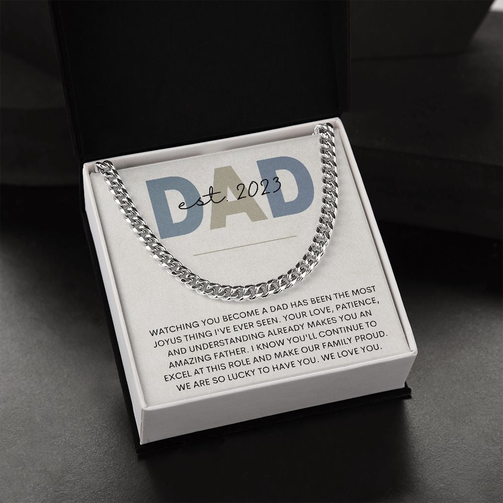 First Father's Day Gift from Wife | Father's Day Gift from Kids | Cuban Link Chain with Father's Day Card