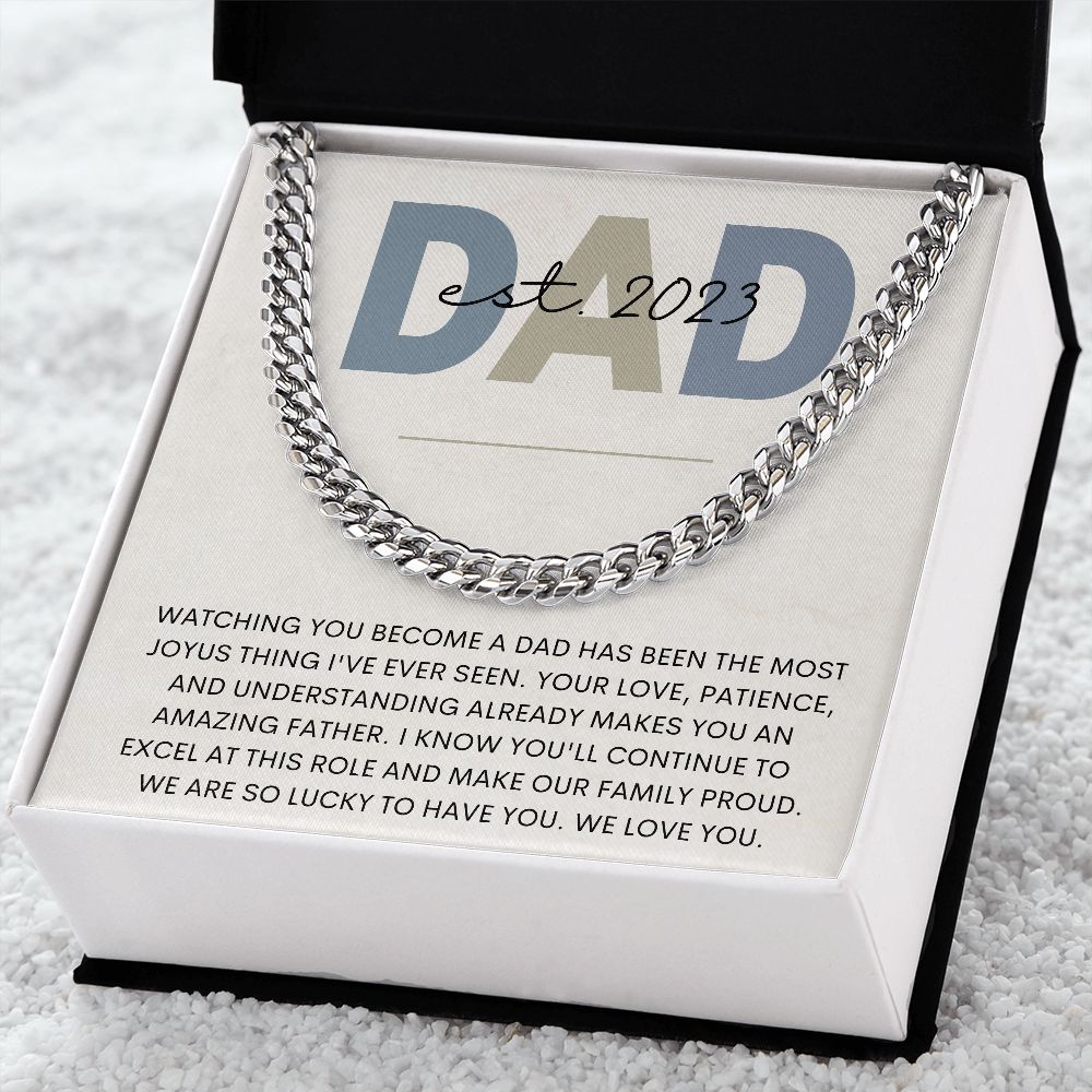 First Father's Day Gift from Wife | Father's Day Gift from Kids | Cuban Link Chain with Father's Day Card