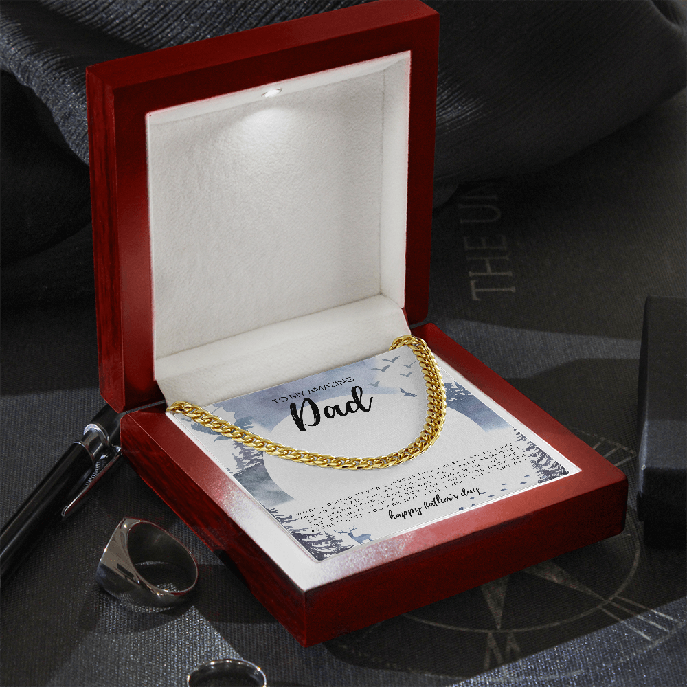To My Dad Message Card Jewelry | Father's Day Gift from Son/Daughter | Cuban Link Chain with Sentimental Father's Day Card