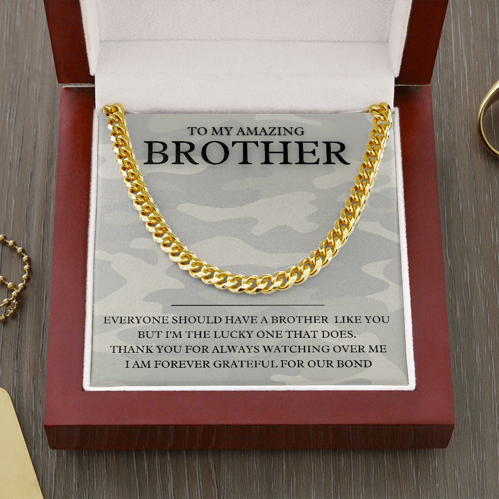 To My Brother Cuban Link Chain with Message Card Gift | Message Card Jewelry to Brother | From Sister | From Brother