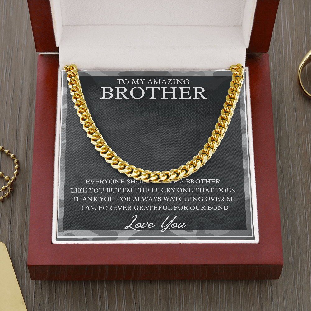 Cuban Link Message Card Jewelry - To My Brother | Cuban Link Chain Gift with Sentimental Message Card | From Sister | From Brother |