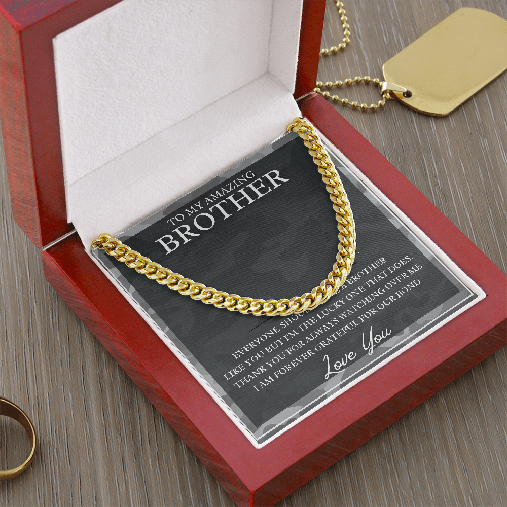 Cuban Link Message Card Jewelry - To My Brother | Cuban Link Chain Gift with Sentimental Message Card | From Sister | From Brother |