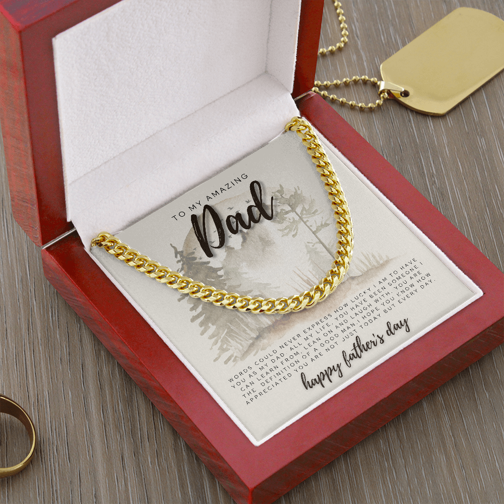 To My Dad Message Card Jewelry | Father's Day Gift Box from Son/Daughter | Cuban Link Chain Gif Box