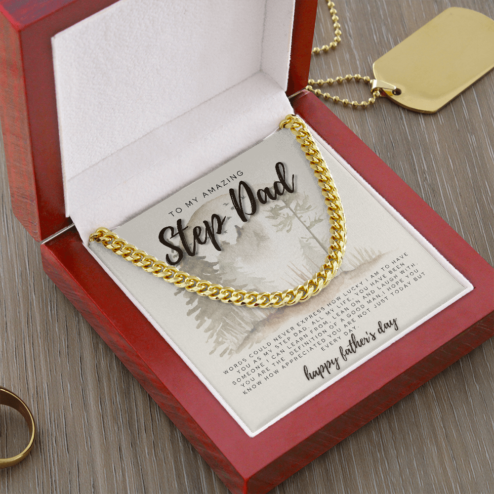 Step Dad Gift | Step Dad Father's Day Gift from Son/Daughter | To My Step Dad Message Card Jewelry