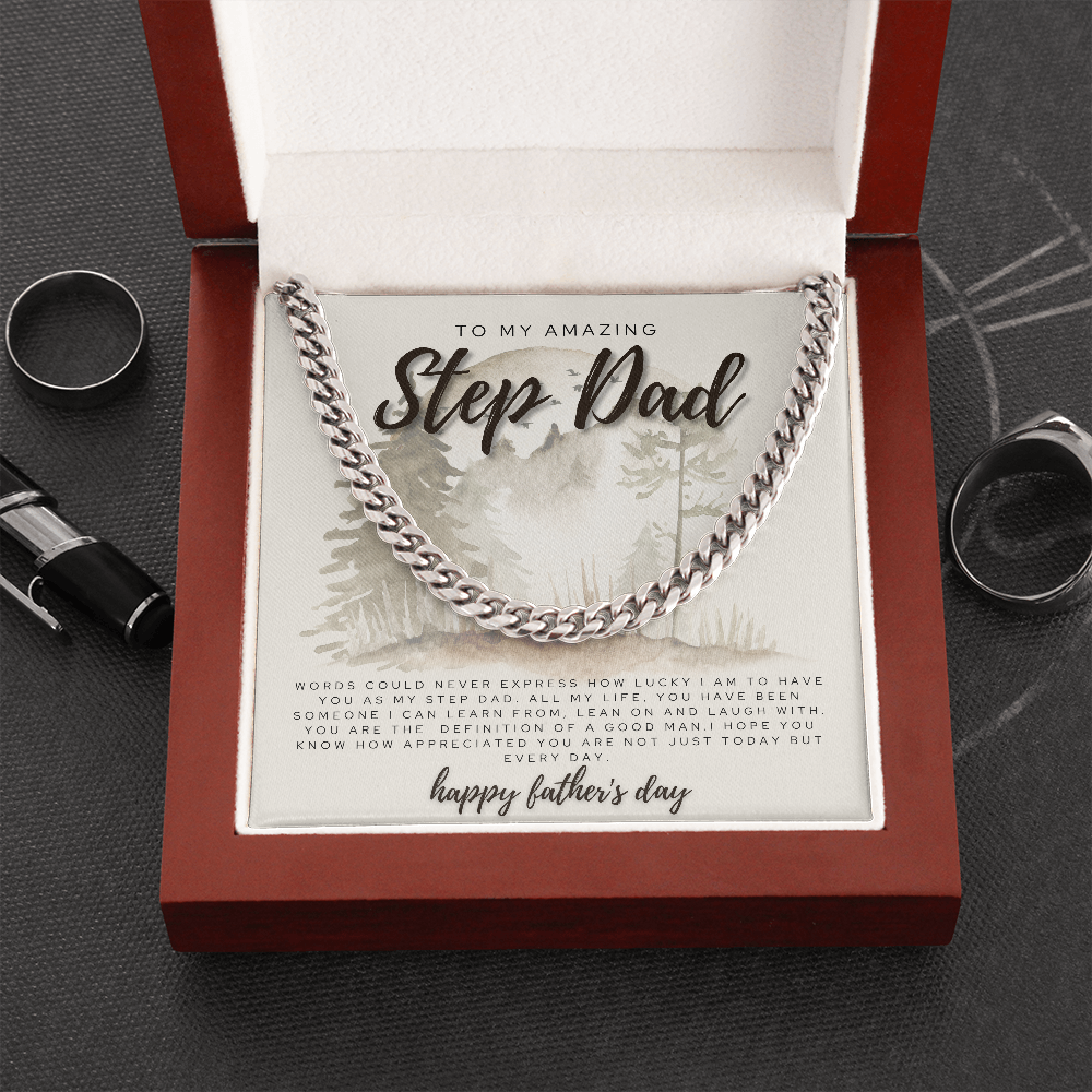 Step Dad Gift | Step Dad Father's Day Gift from Son/Daughter | To My Step Dad Message Card Jewelry