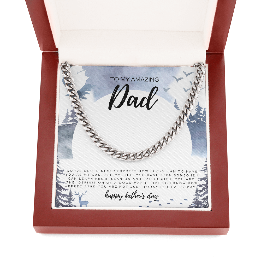 To My Dad Message Card Jewelry | Father's Day Gift from Son/Daughter | Cuban Link Chain with Sentimental Father's Day Card