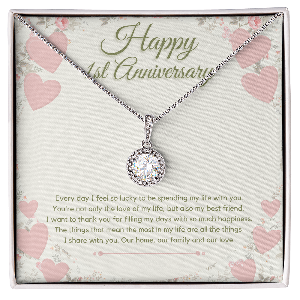 1st Anniversary Gift | To My Wife Necklace with Sentimental Message Card | First Anniversary Gift from Husband | Dating Anniversary Gift