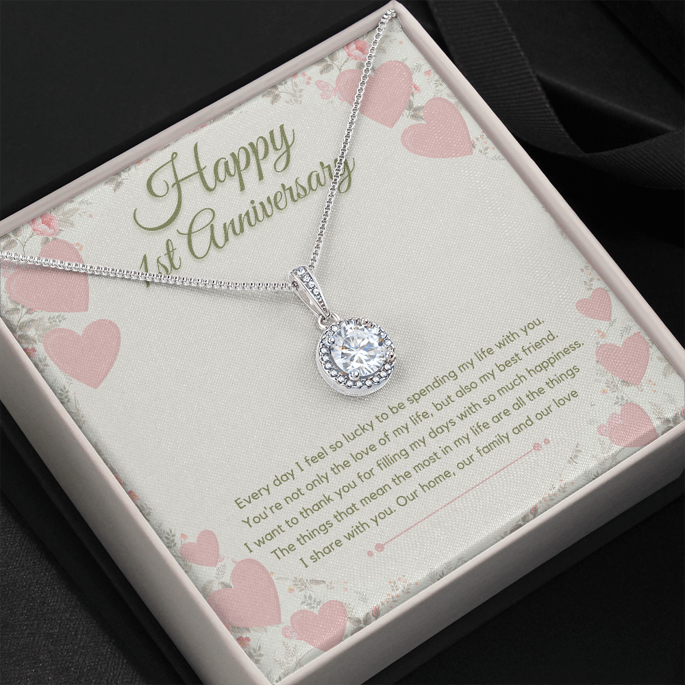 1st Anniversary Gift | To My Wife Necklace with Sentimental Message Card | First Anniversary Gift from Husband | Dating Anniversary Gift