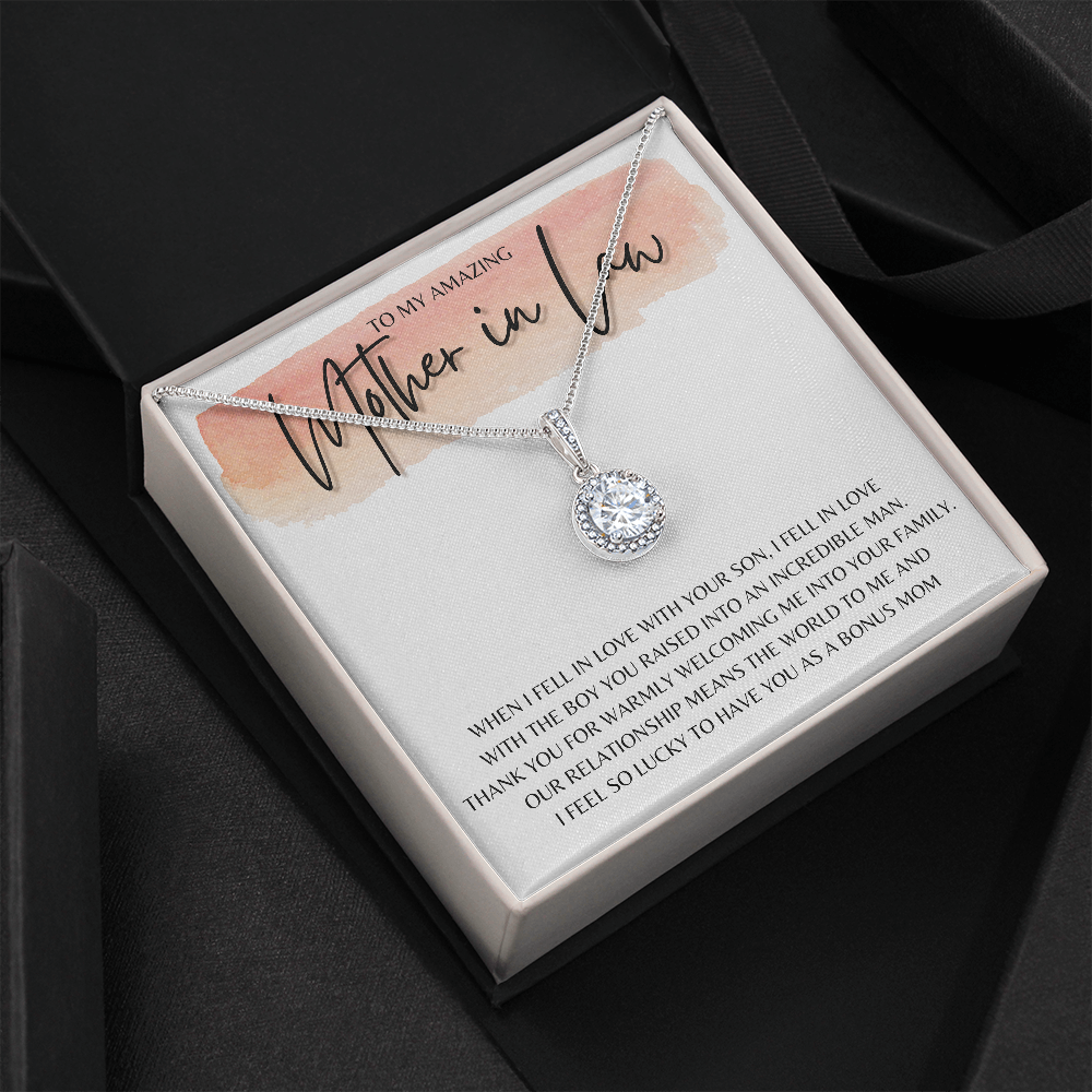 To my Mother in Law Pendant Necklace with Message Card Gift | Message Card Jewelry Gift for Mother of the Groom | Gift from Daughter in Law