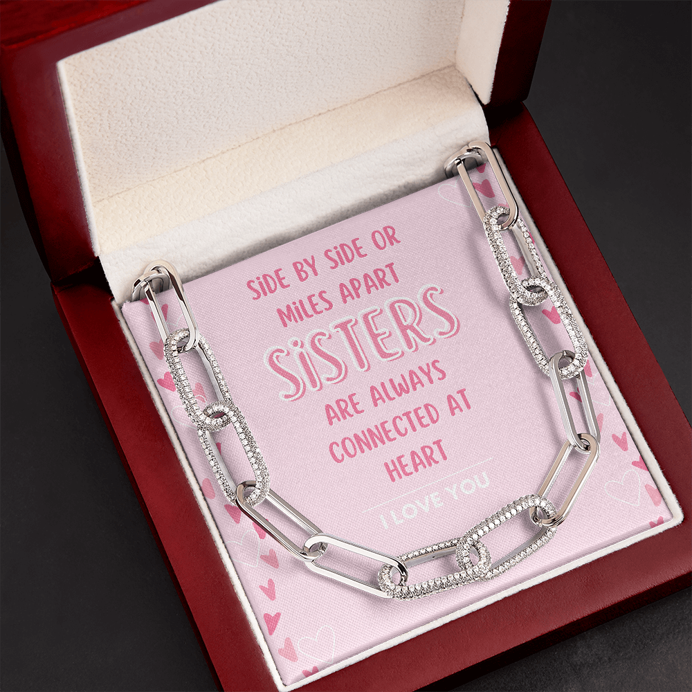 Sister - Connected at Heart Paperclip Necklace