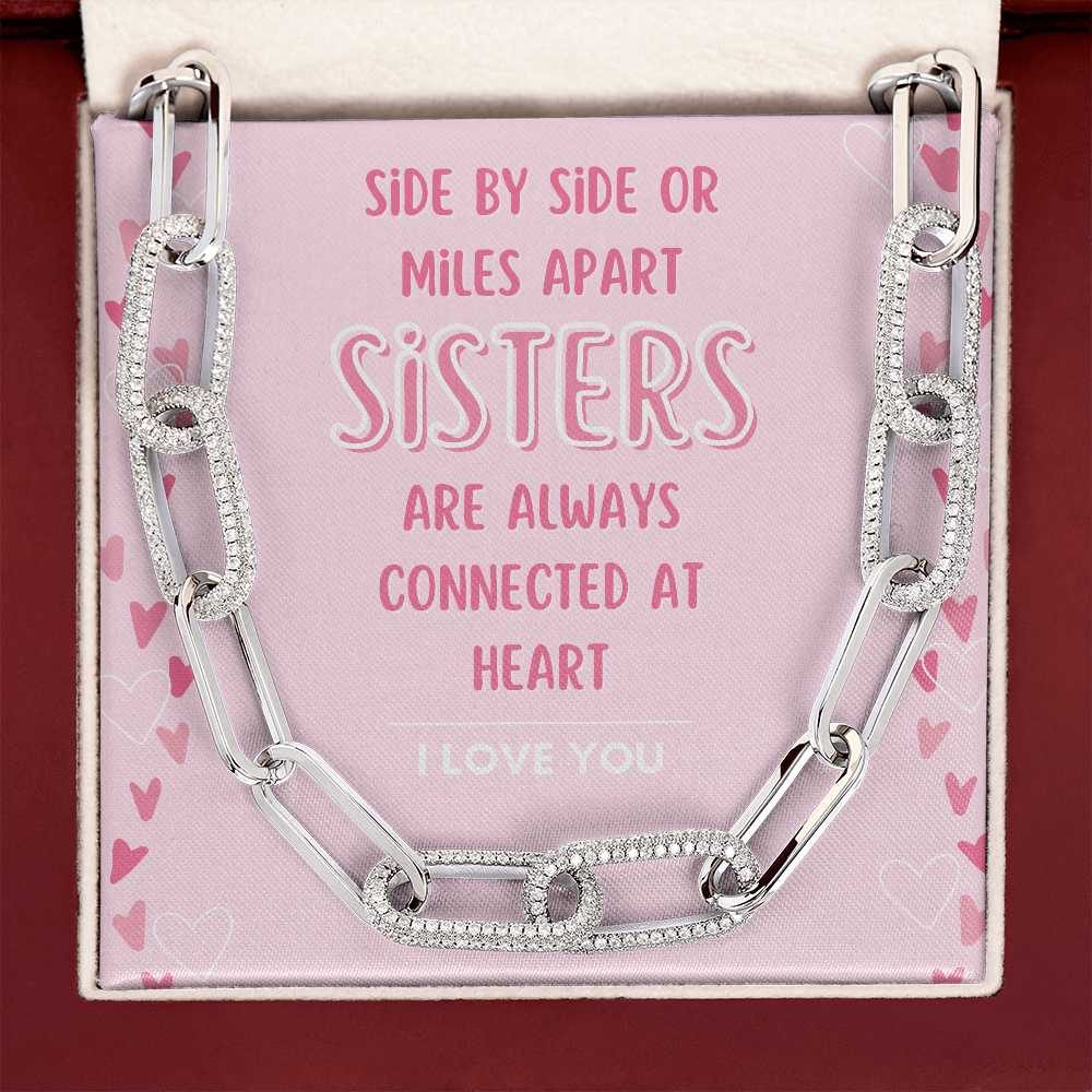 Sister - Connected at Heart Paperclip Necklace