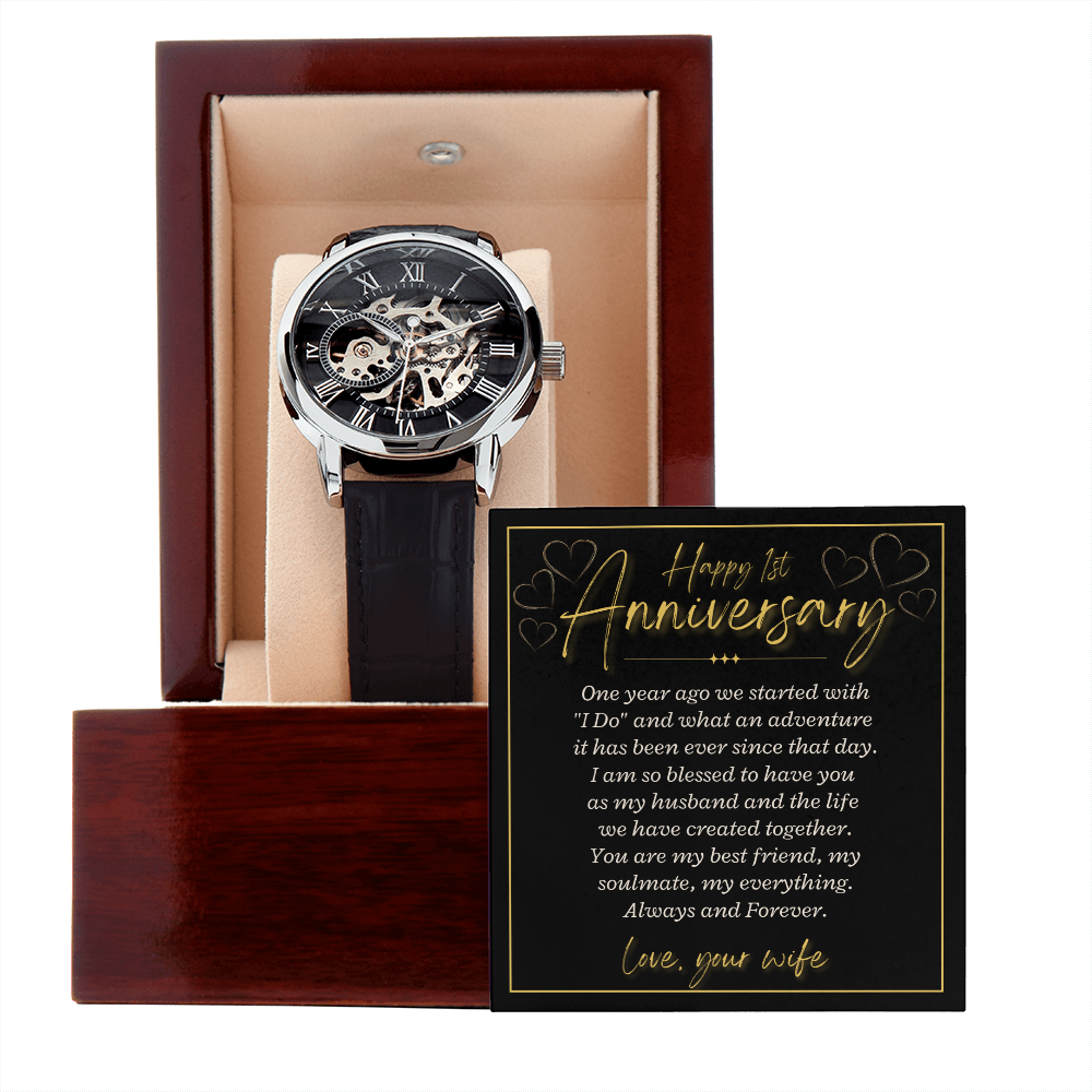 1st Anniversary Gift for Husband | 1 Year Anniversary Gift from Wife | One Year Anniversary | 1st Wedding Anniversary Watch Gift for Him