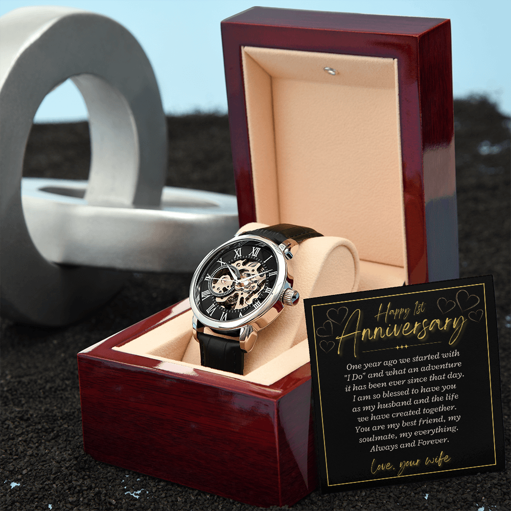 1st Anniversary Gift for Husband | 1 Year Anniversary Gift from Wife | One Year Anniversary | 1st Wedding Anniversary Watch Gift for Him