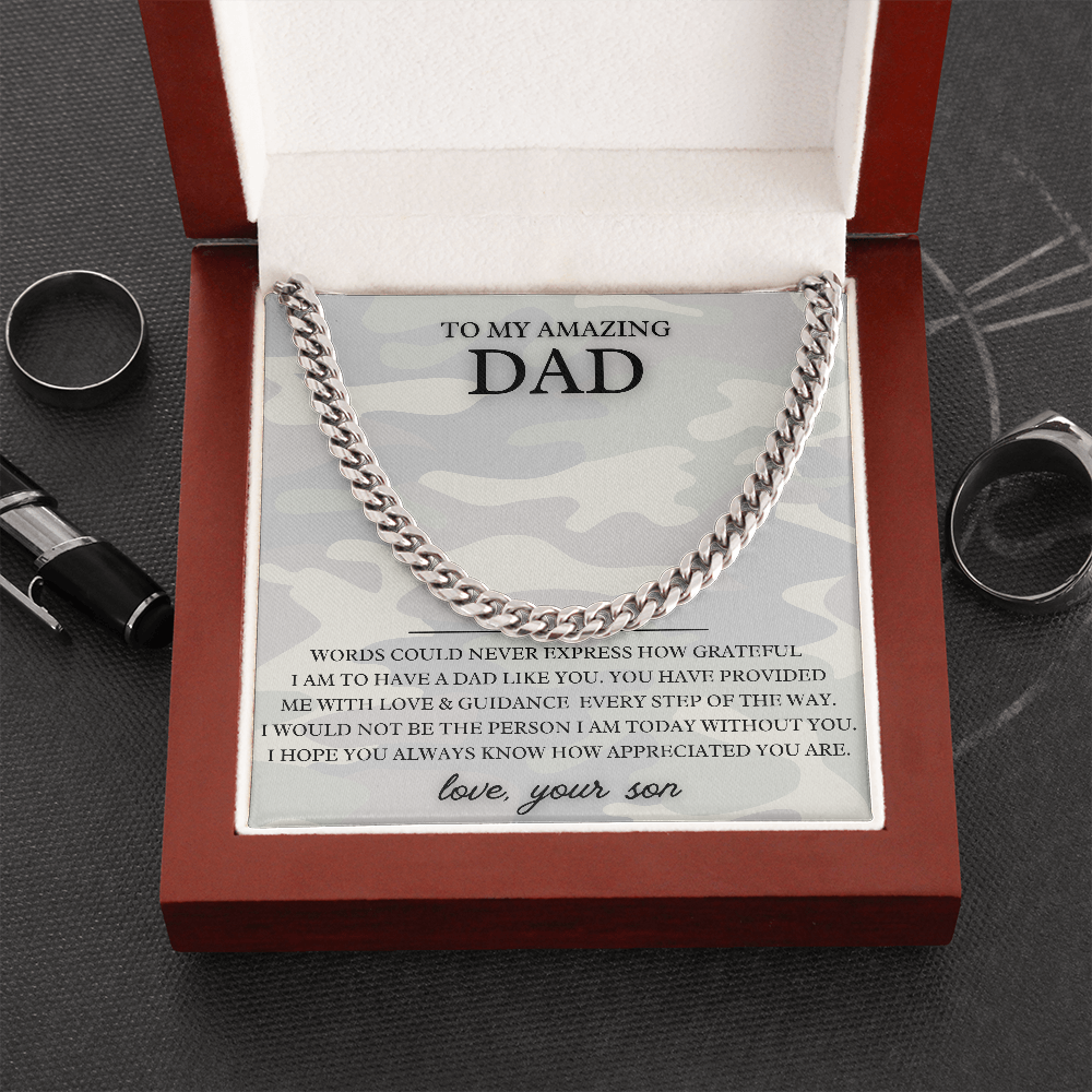 To My Dad Cuban Link Chain with Sentimental Card | Gift From Son To Dad | Dad Gift from Son | Gold Cuban Link | Silver Cuban Link
