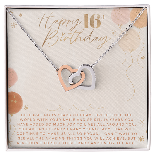 16th Birthday Gift for Her | 16th Birthday | Sweet 16 Birthday Gift | 16th Birthday Gift Girl | Heart Necklace with Birthday Card for Teen