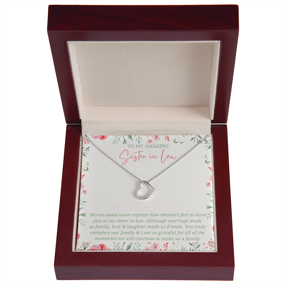 Sister in Law gift | Dainty Heart Necklace w/ Sentimental Sister in Law Card | Sister in Law Birthday Gift | Sister in Law Christmas Gift