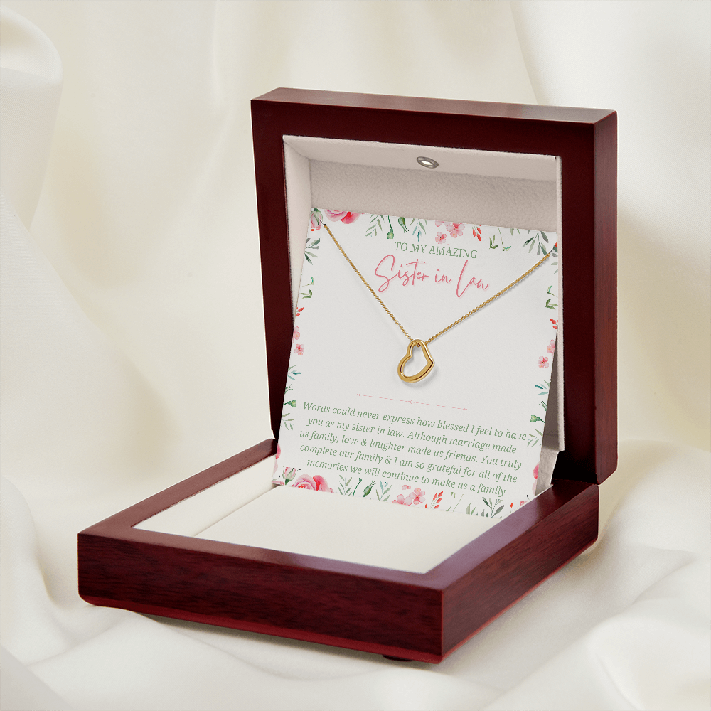 Sister in Law gift | Dainty Heart Necklace w/ Sentimental Sister in Law Card | Sister in Law Birthday Gift | Sister in Law Christmas Gift