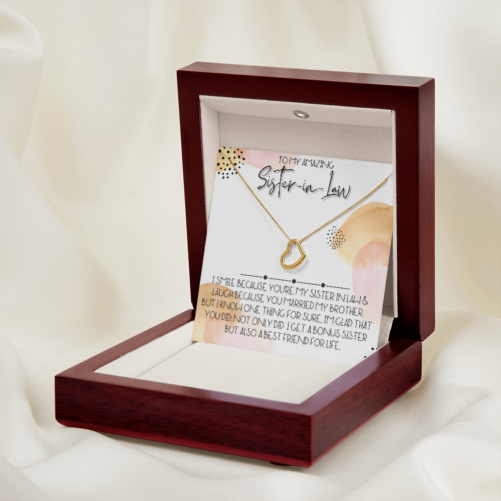 Sister in Law gift | Dainty Heart Necklace w/ Sentimental Sister in Law Card | Sister in Law Birthday Gift | Bonus Sister Gift