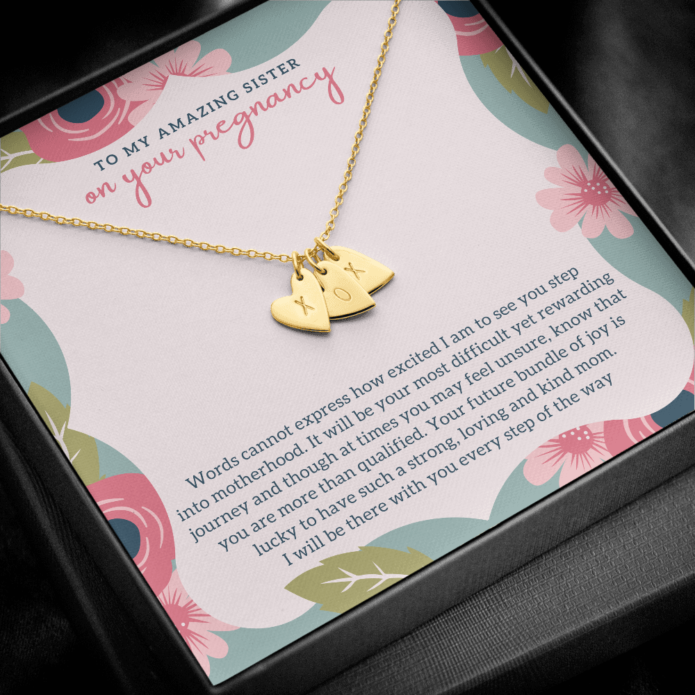 Pregnant Sister Gift - Initial Heart Necklace